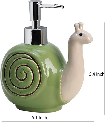 Miniatura 2 de Colias Wing Dispensador de jabón con forma de caracol retro de cerámica con bomba de plástico, botella de jabón de loción recargable, botella de