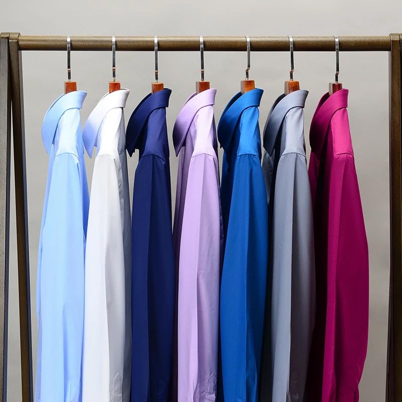 Image of CVC Men's Satin Regular Fit Formal Full Sleeve Solid Silver Shirt for Office, Party Premium Poly Satin Silk with Collar for Men - Size XXL
