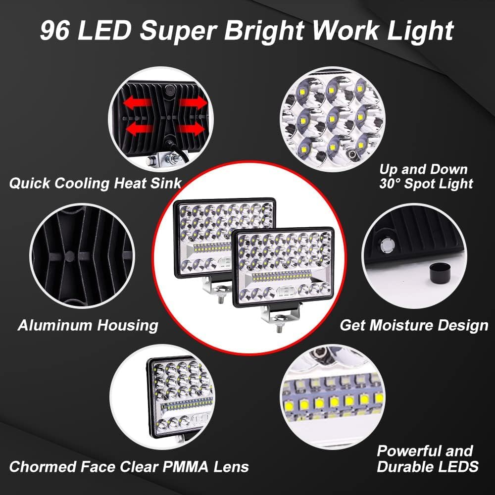 1 Par Faro Trabajo LED Focos de Coche 12V 6 Pulgadas 172W Focos LED Tractor 12V 24V Off-road Foco de Trabajo LED Faros Adicionales Luz de Niebla de Conducción IP67 per Off-Road SUV UTV ATV Camión