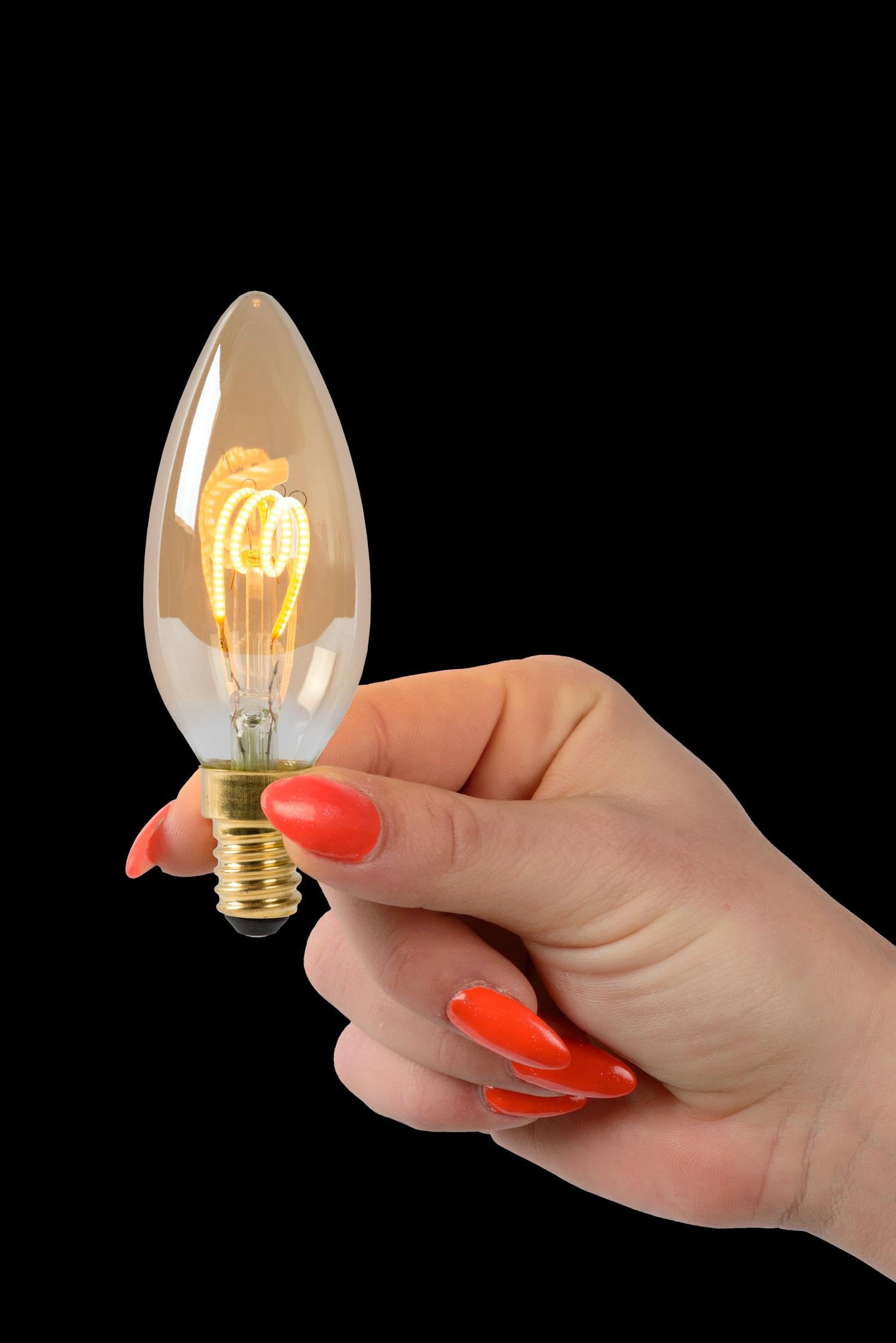 Lucide LED Bulb - Filament Bulb - diameter 3,5 cm - LED Dim. - E14-1x3W 2200K - Amber - Image 3