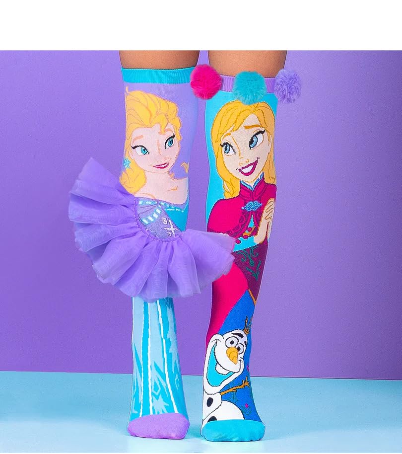 SAMVARDHAN Ice Queen Princess Cartoon Design Printed Knee-High Socks with Pom-Poms, Socks for kids School Girl & Boy, Breathable,Soft,Super Comfortable - Age of 3 to 12 Years 1