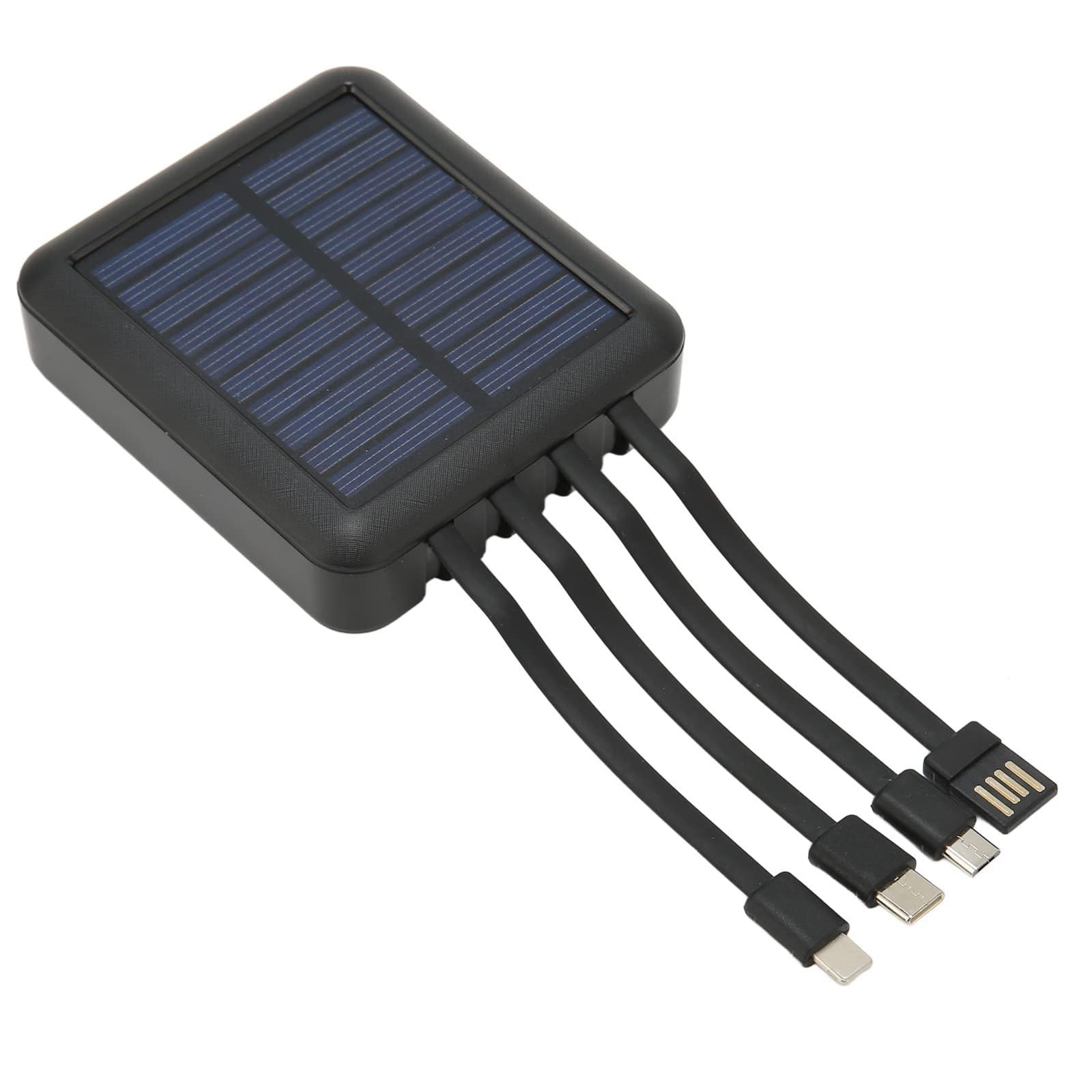 Batterie Externe Solaire, Chargeur Portable 20 000 mAh, 4 Ports USB, étanche, avec câble de Charge, pour l'extérieur, la randonnée et Le Camping,Noir