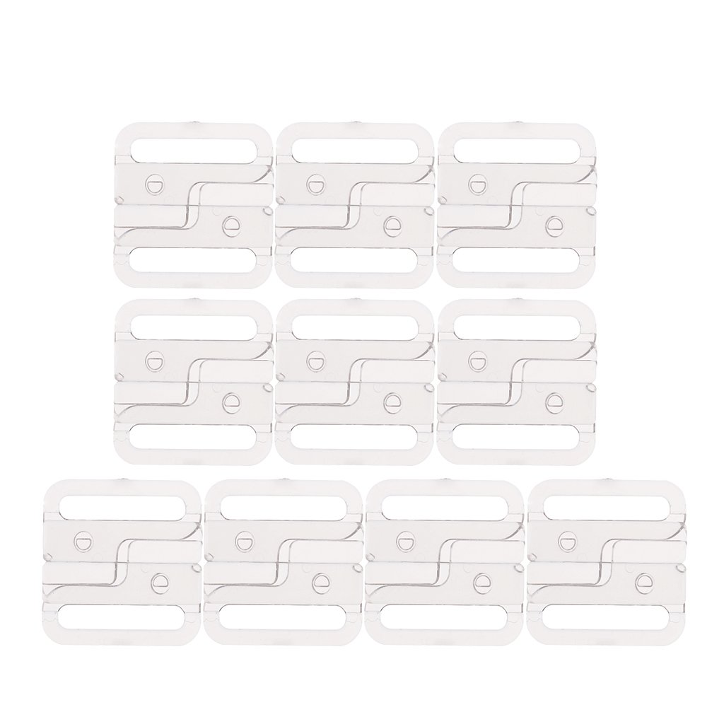 Hellery 10 Set Plastic Bikini Bra Clips Hooks Swimwear Bikini Accessory Tape Closure Hook And Clasp Sewing Fasteners , Clear, 33mm