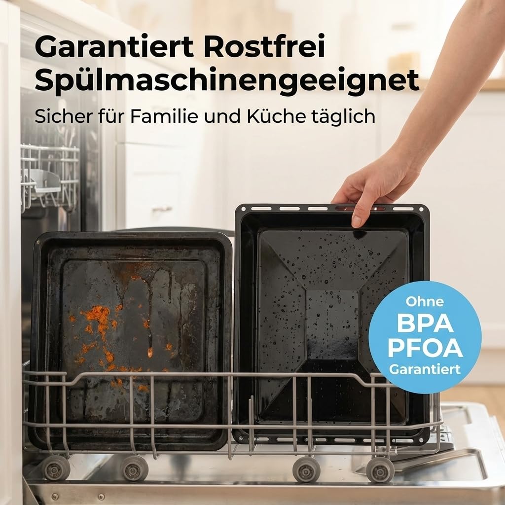 ICQN Backblech & Gitter Set 445 × 375 × 35 mm Kompatibel mit Bauknecht Indesit Whirlpool Emailliert Verchromt