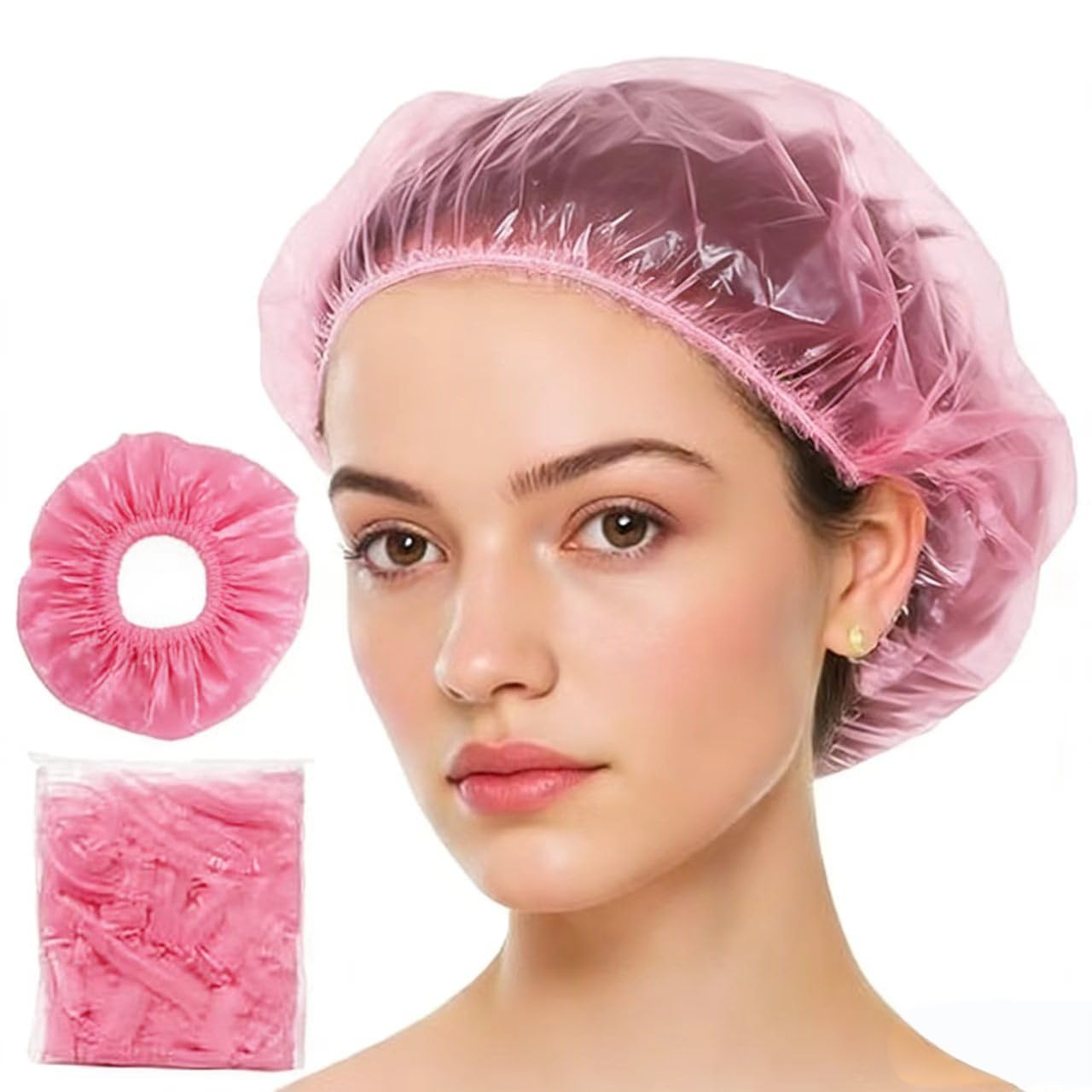 100 Pcs Disposable Shower Caps, 42cm Large Waterproof Shower Cap, Elastic Shower Caps,Hair Cap for Women, Home, Spa, Salon,Hotel and Travel