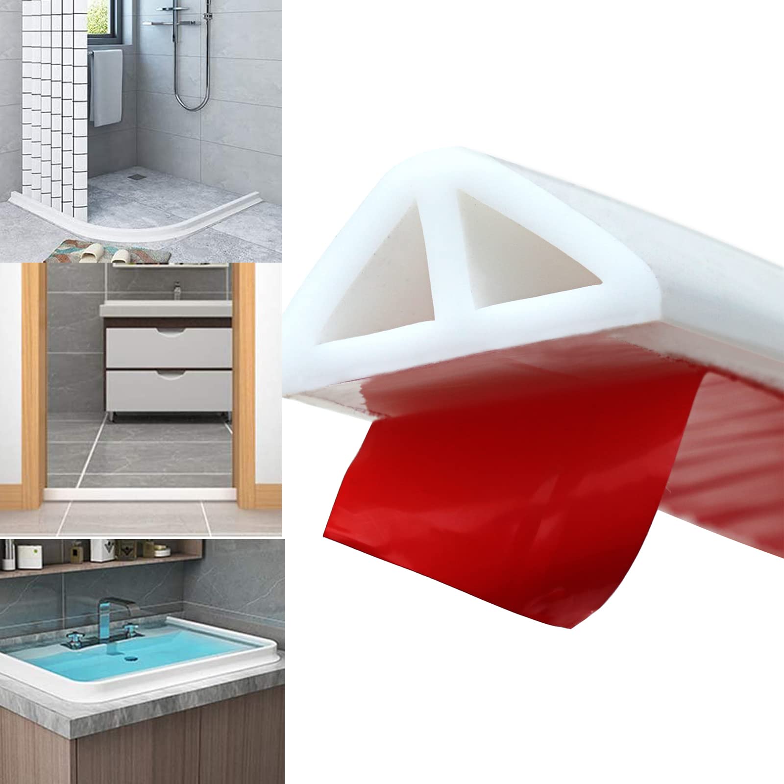 67 Inch Shower Threshold Water Dam Shower Barrier Water Stopper Retention System Dry and Wet Separation Suitable for Bathroom and Kitchen