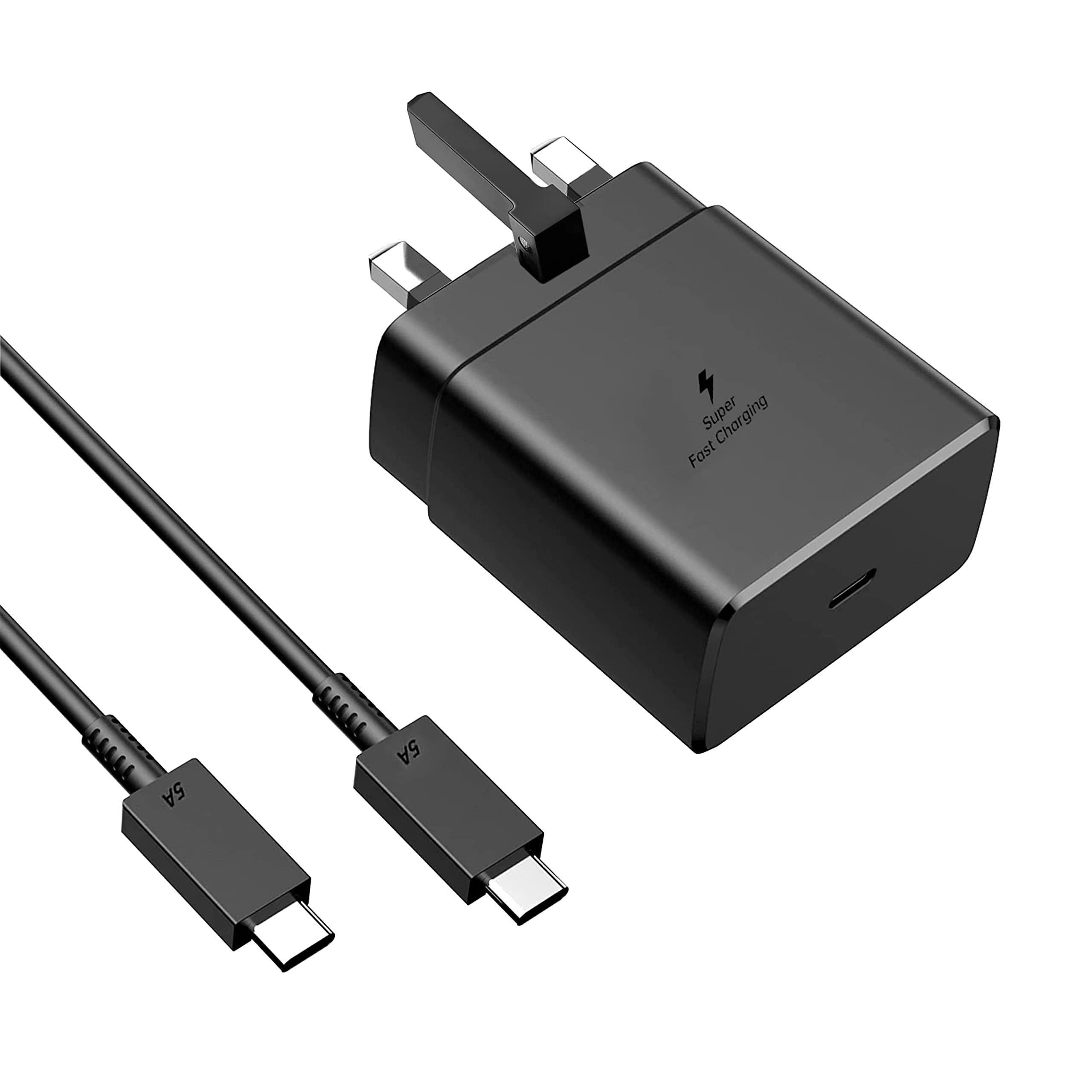 45W Super Fast Charger with 2M Cable for Samsung Galaxy S24 Ultra, S23, S22, S22+, S22 Ultra, S21, S21 Ultra, S21+, S20, A33, A72, A71, A53, A52, 45 Watt USB C UK Fast Charge Plug