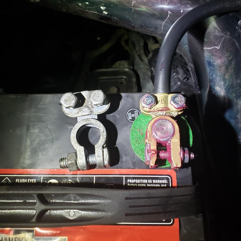 Ampper Brass Battery Terminals Connectors Clamps, Top Post Battery Terminal Protector Set per Veicoli marini Auto Barca RV (1 Coppia)