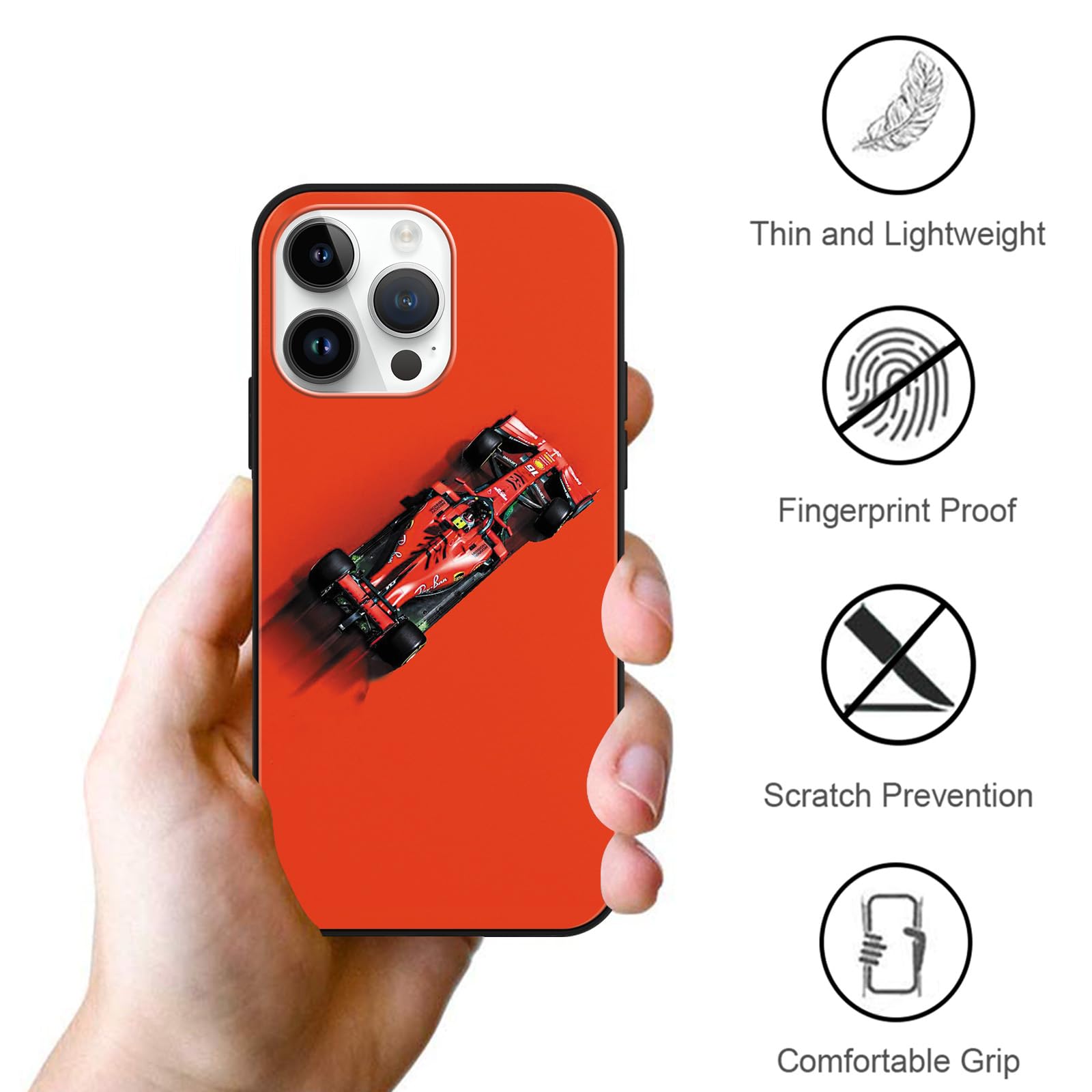 Yomyejisoo [2 Confezioni] Cover per iPhone 13 iPhone 14 6.1,Custodia TPU Soft Gel Silicone Antiurto per Moda Cool Charles Leclerc Stella 16 Pattern Disegni Protettiva Nero Case, M02