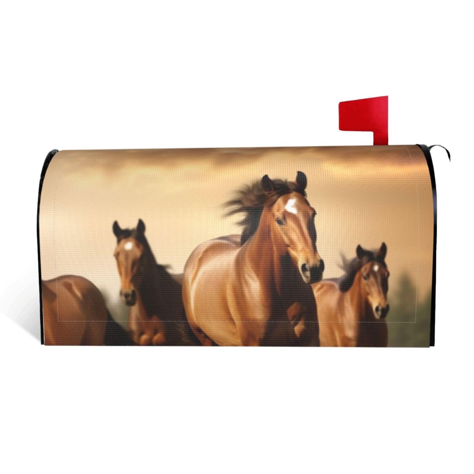 Horses Mailbox Covers Magnetic Standard Size 21x18 in, Decorative Post Letter Box Cover Waterproof Mailbox Wraps Outdoor Post Wraps for Garden Yard Home Decor