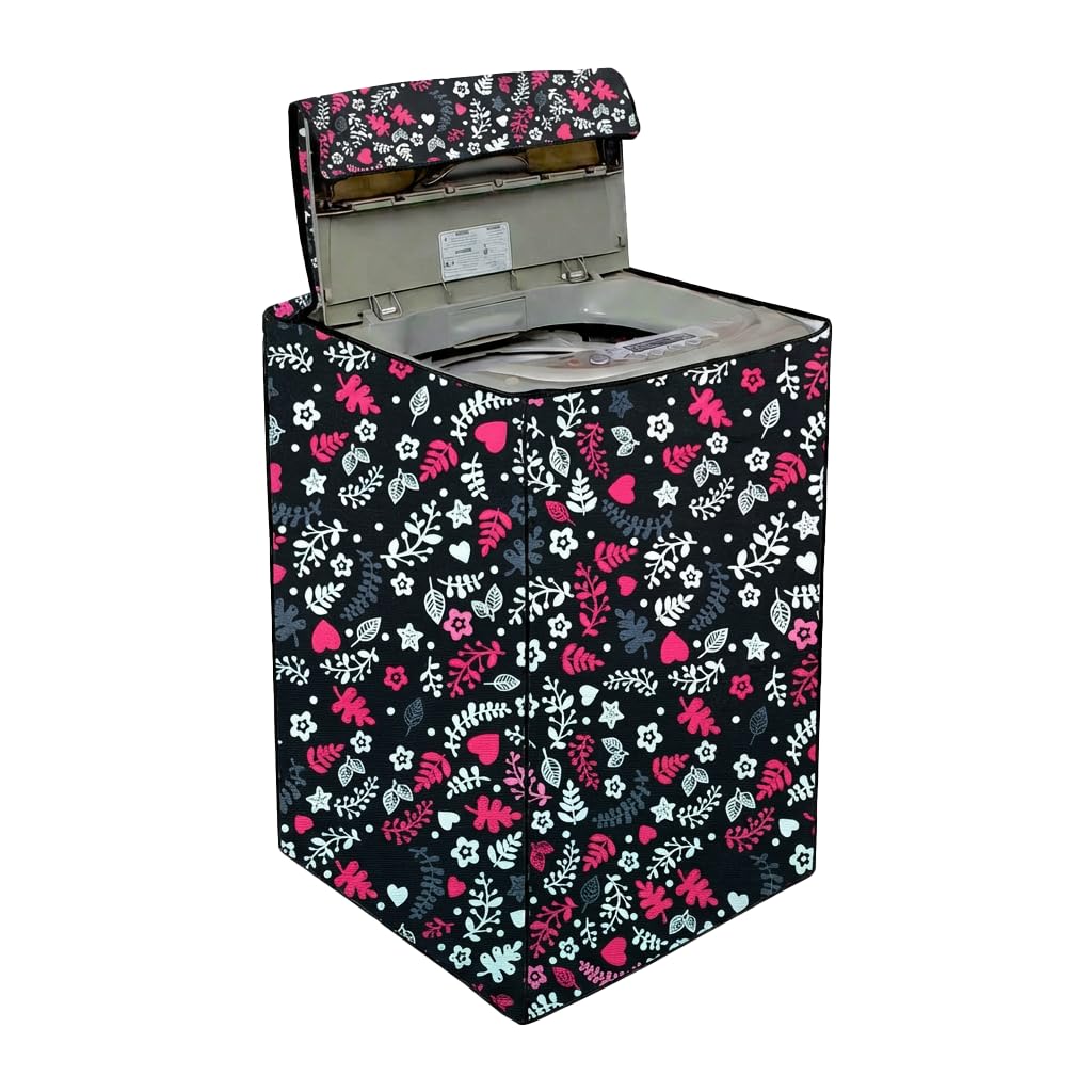 Fully Automatic Top Load Washing Machine Cover for Samsung/IFB/LG/Godrej/Whirlpool/Bosch/ 7 kg, 7.5 Kg (58 X 58 X 89 Cms),Waterproof & Dustproof Polyester, Flower Floral - FABKUM192