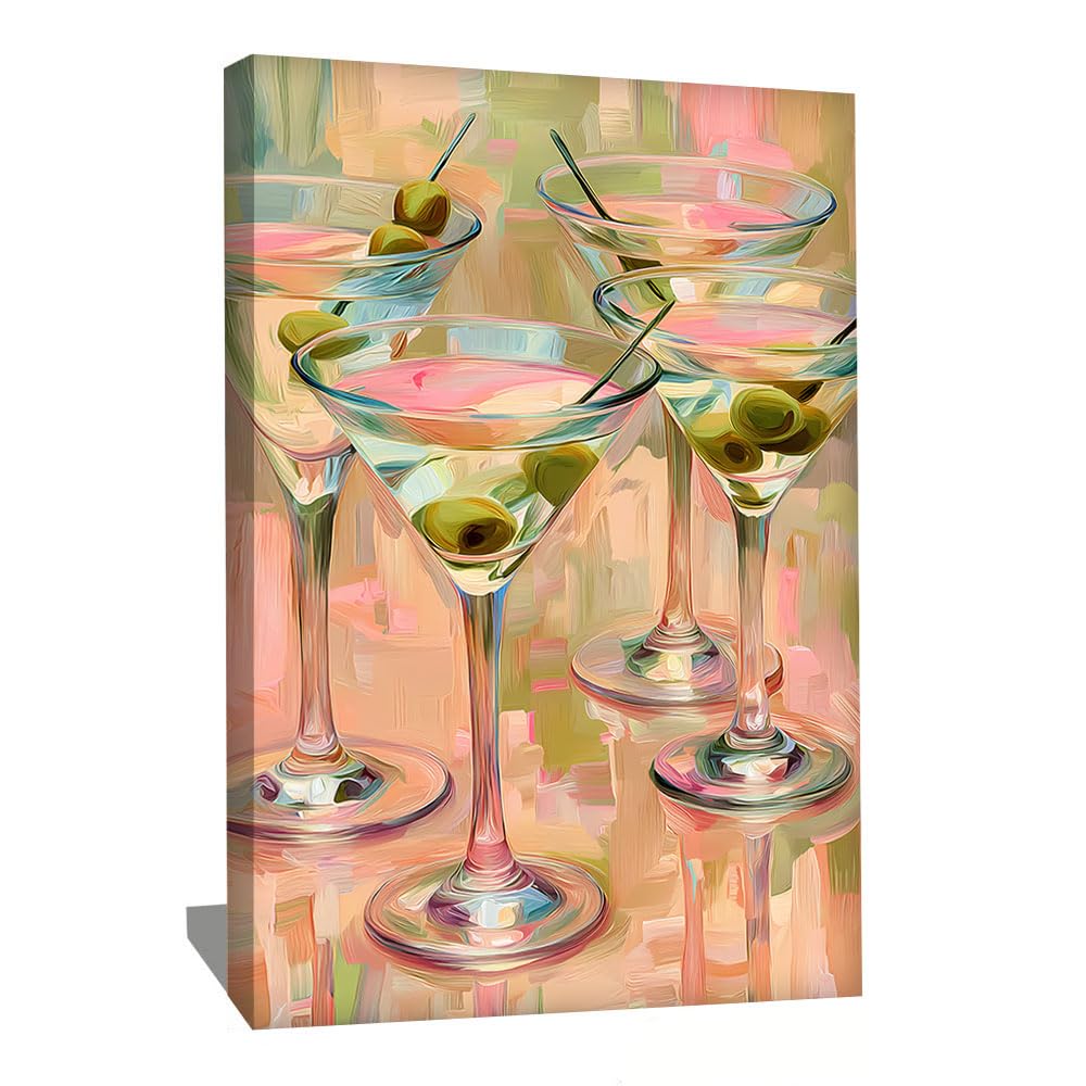 Alessio Cacciatore Quadro Martini - Decorazione da parete bar, cornice moderna, stampa su tela, idea regalo decorazione per casa, decorazione da cocktail bar, arte da parete moderna, decorazione per