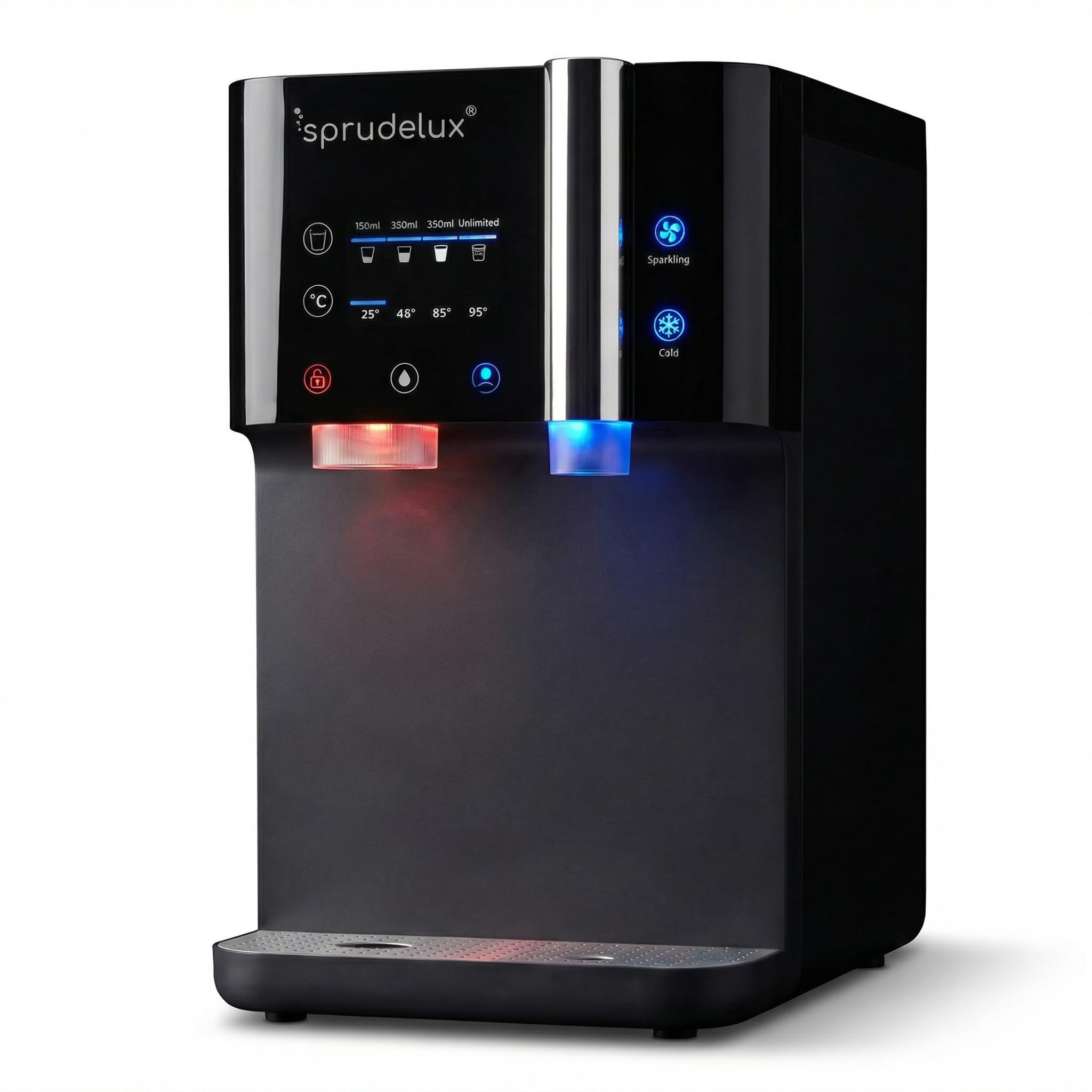 SUPREME - SPRUDELUX SUPREME - Distributeur d'eau avec eau gazeuse et eau chaude - Osmose inverse Direct Flow avec UVC - Filtre à eau avec CO2 - Appareil de table pour cuisine et bureau