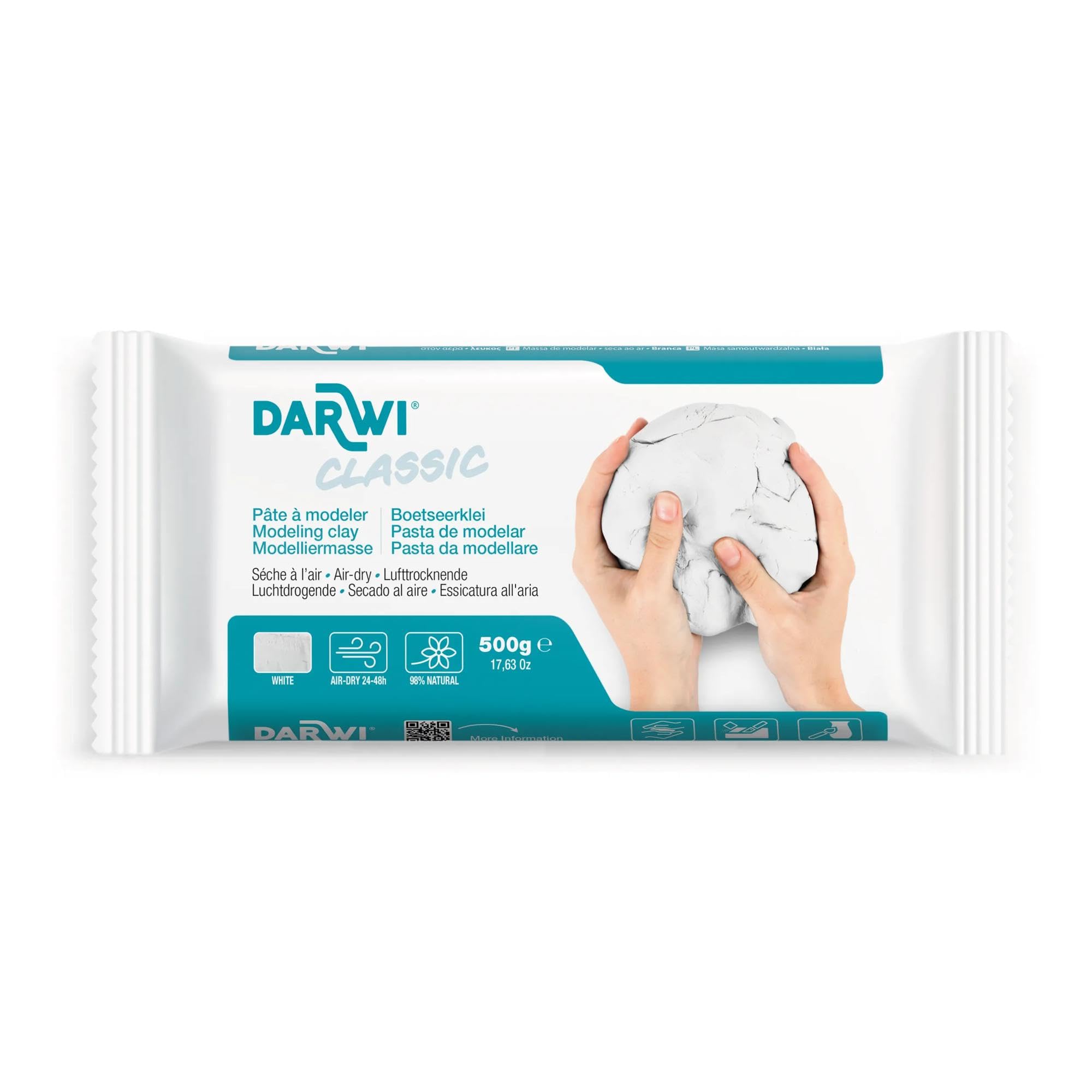 darwi 1-Piece Clay CLASSIC 1/2 KG, WHITE