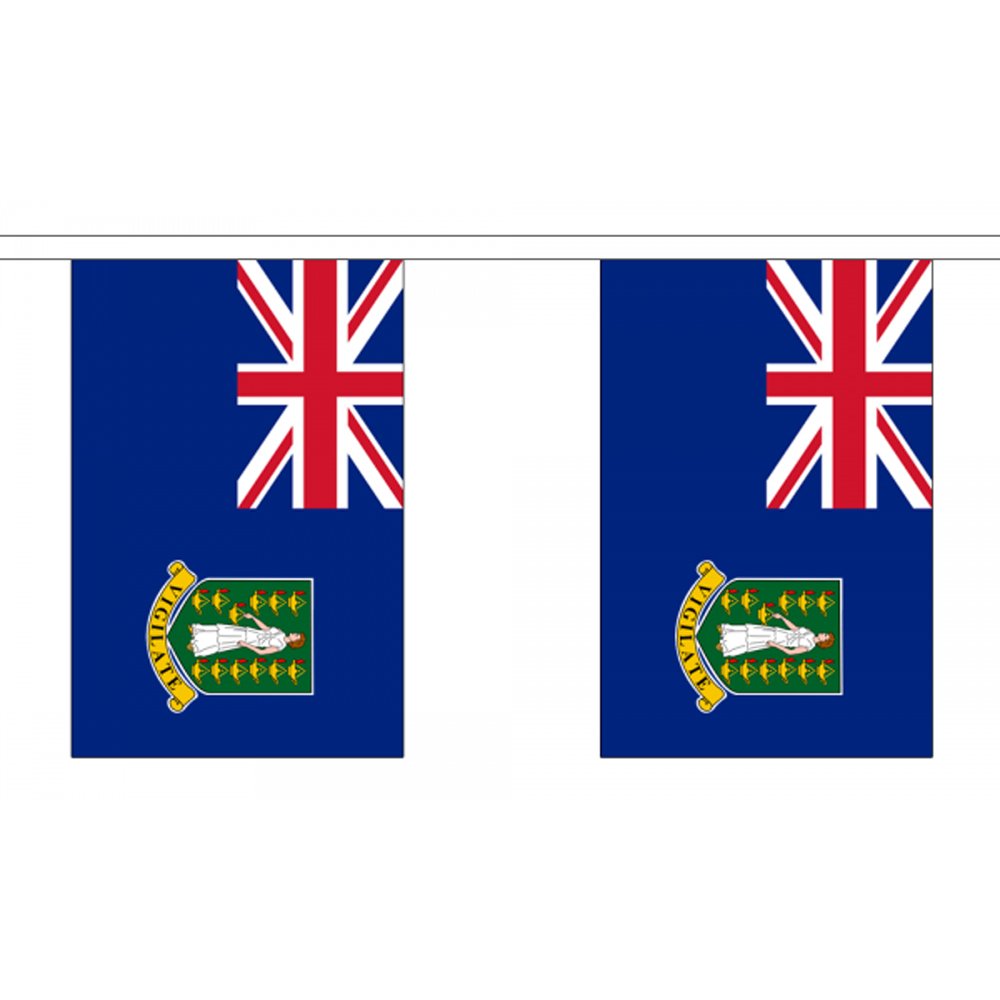 Flagtex British Virgin Islands Fabric Bunting – 3m with 10 Flags – Fabric for Indoor & Outdoor Use – String Flags Banners BVI Caribbean British Territory Island — image 1