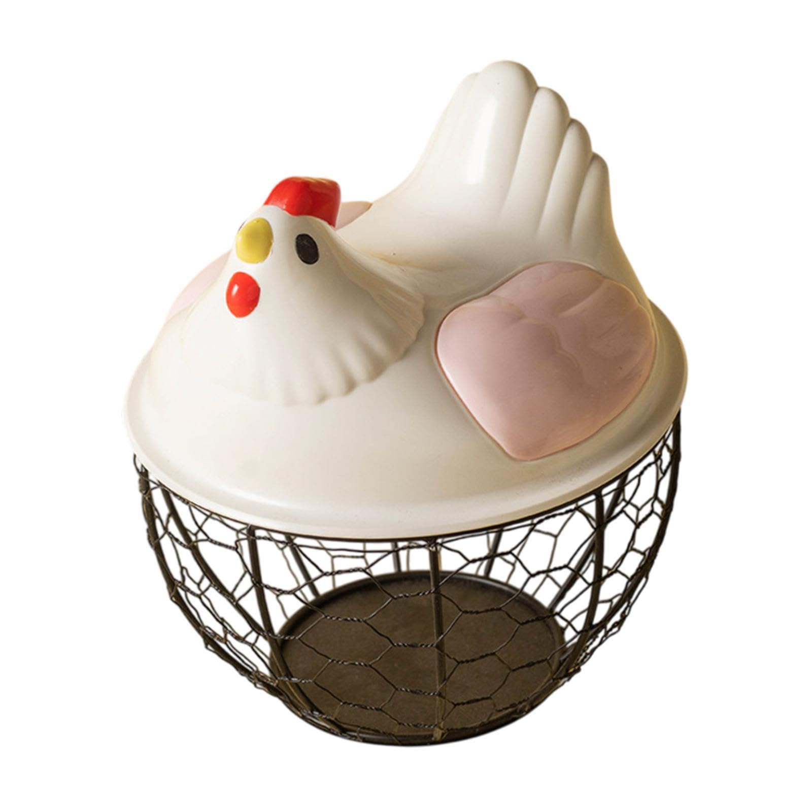 Cesta de alambre para guardar huevos con asa, ideal para encimeras modernas
