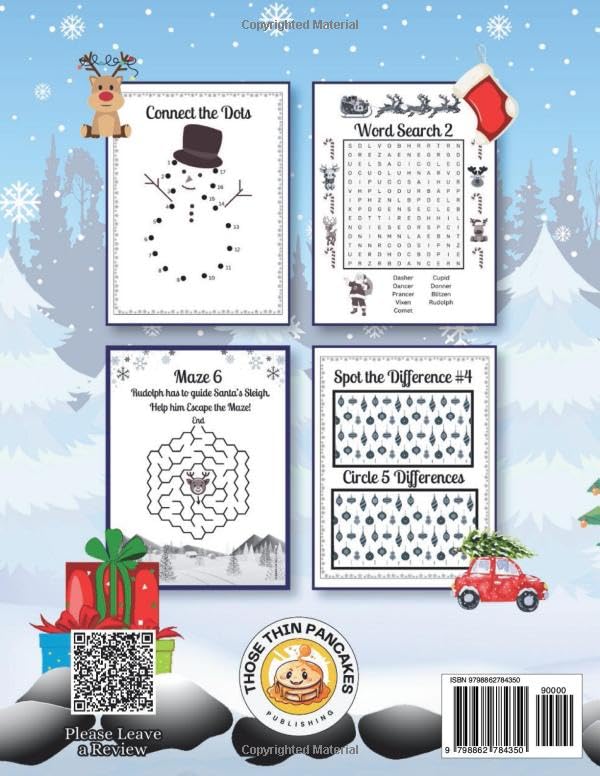 Christmas Activity Book for Kids Ages 4-8: 100 Pages of Word Search, Crossword Puzzles, Spot the Difference, Maze, Connect the Dots, Scissor Skills ... Books (Word Games, Coloring books, Puzzles)) - Image 2