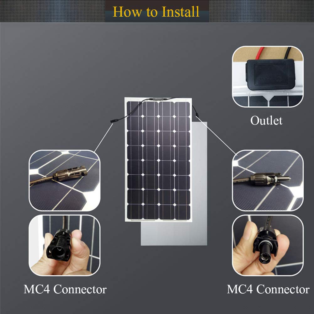 ELQ Pannelli Solari Flessibili 100W, Caricabatterie Solari 12V / 24V, Controllore di Carica LCD di Sicurezza Incluso, 10 Anni di Durata,2pcs