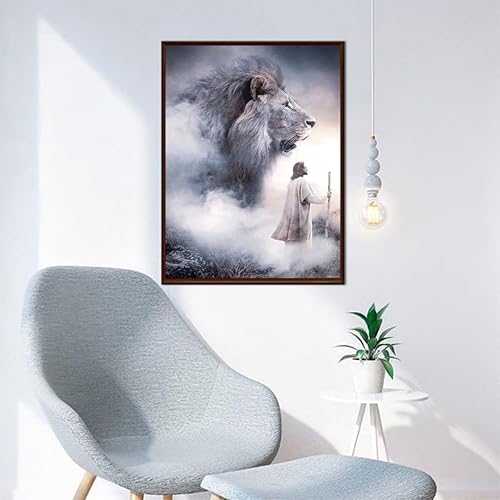 Miniatura 3 de UPABLUNSO Pintura de diamantes Jesús religioso cristiano Jesús León de Judha kit para adultos por números, arte de gemas para decoración de pared