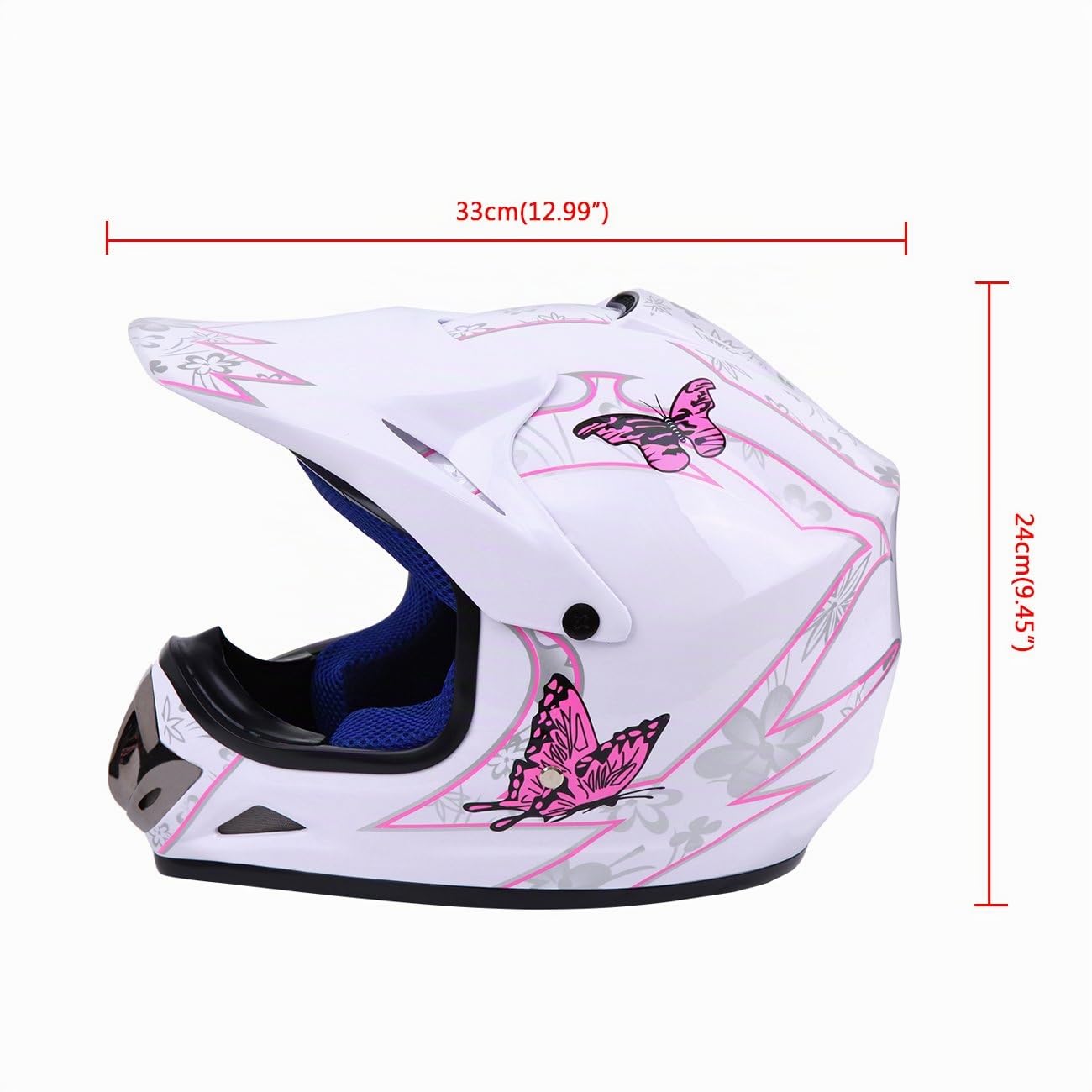 Samger Dot Enfant Casque Hors-Route Casque Motocross Dirt Bike Casque de Moto avec Gants+Lunettes(Blanc,L) | Dirt Bike Casque de Moto