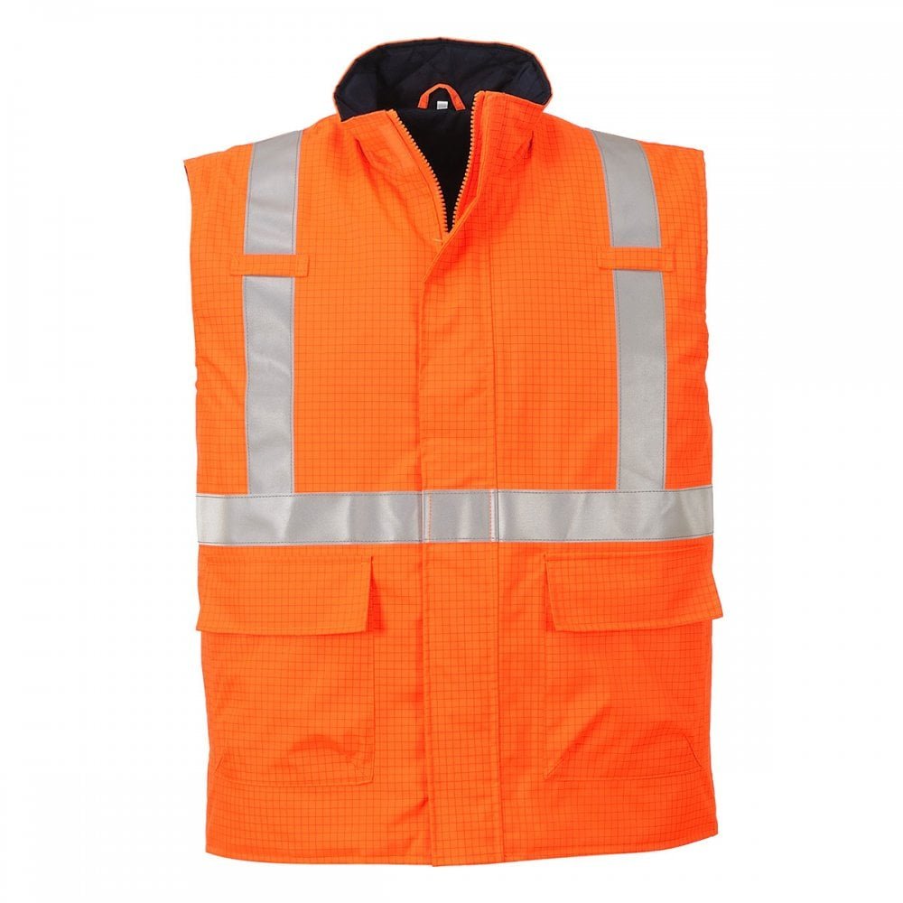 Portwest Chaleco De Calor De Alta Visibilidad, Ignífugo Y Antiestático Bizflame Rain, Tamaño: XXL, Color: Naranja, S776ORRXXL