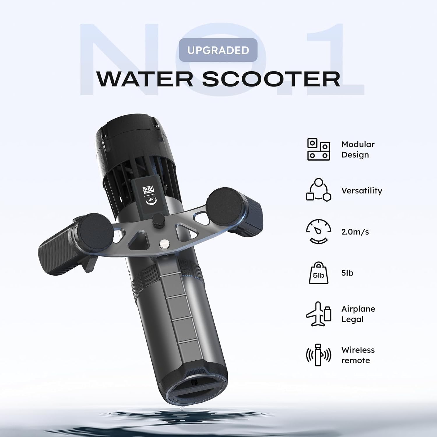 LEFEET Patinete Submarino P1 [Calidad Profesional]: máx. 2 m/s Super Power Mini, Soporte Integrado para cámara, diseño Modular Ampliable, 60 m Impermeable Sea Scooter para bucear
