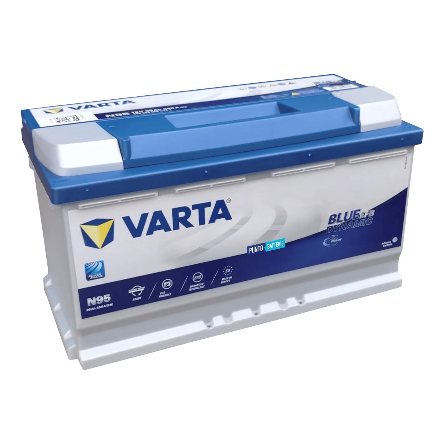 VARTA Automotive DYNAMIC EFB (N95) 12V 95Ah 850A - Batteria auto al piombo-acido per sistemi start-stop - Batteria di avviamento per macchine con elevato fabbisogno energetico - senza manutenzione