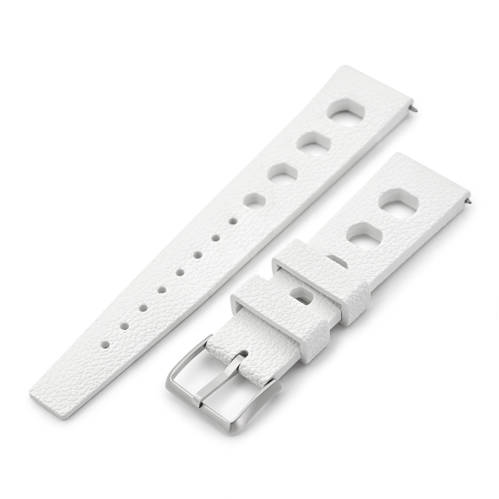 MiLTAT 20 mm FKM36 Uhrenarmband aus Gummi mit großen Löchern, Rallye-Schnellverschluss, gebrochenes Weiß