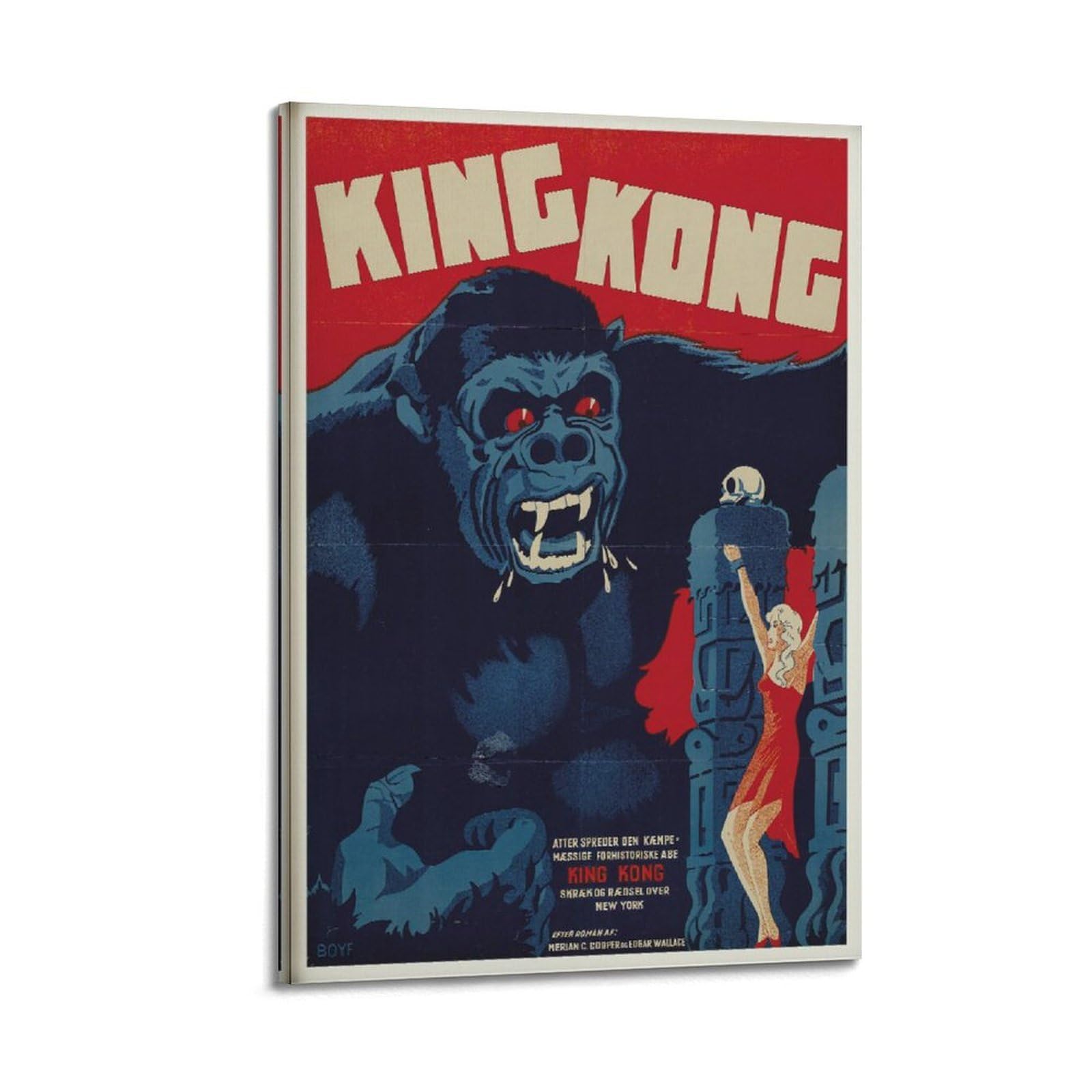 xiaoxiaoshen King Kong Retro Movie Danish Cinema Canvas Poster Wall Art Prints Room Aesthetic Murals Bedroom And Living Decorations 24x36inch(60x90cm)