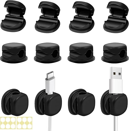 Paquete de 12 soportes de gestión de cables de cargador de teléfono, soporte organizador de cables versátil que ahorra espacio, organizador de