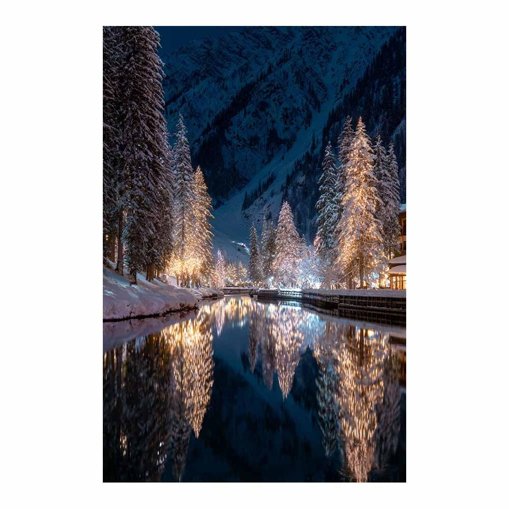 XENIOU Canvas Wall Art Snowys Village Lightses modern canvas wall art, decorative paintings, canvas painting wall art for Home Decor.(Multicolor)-40x60cm Unframed