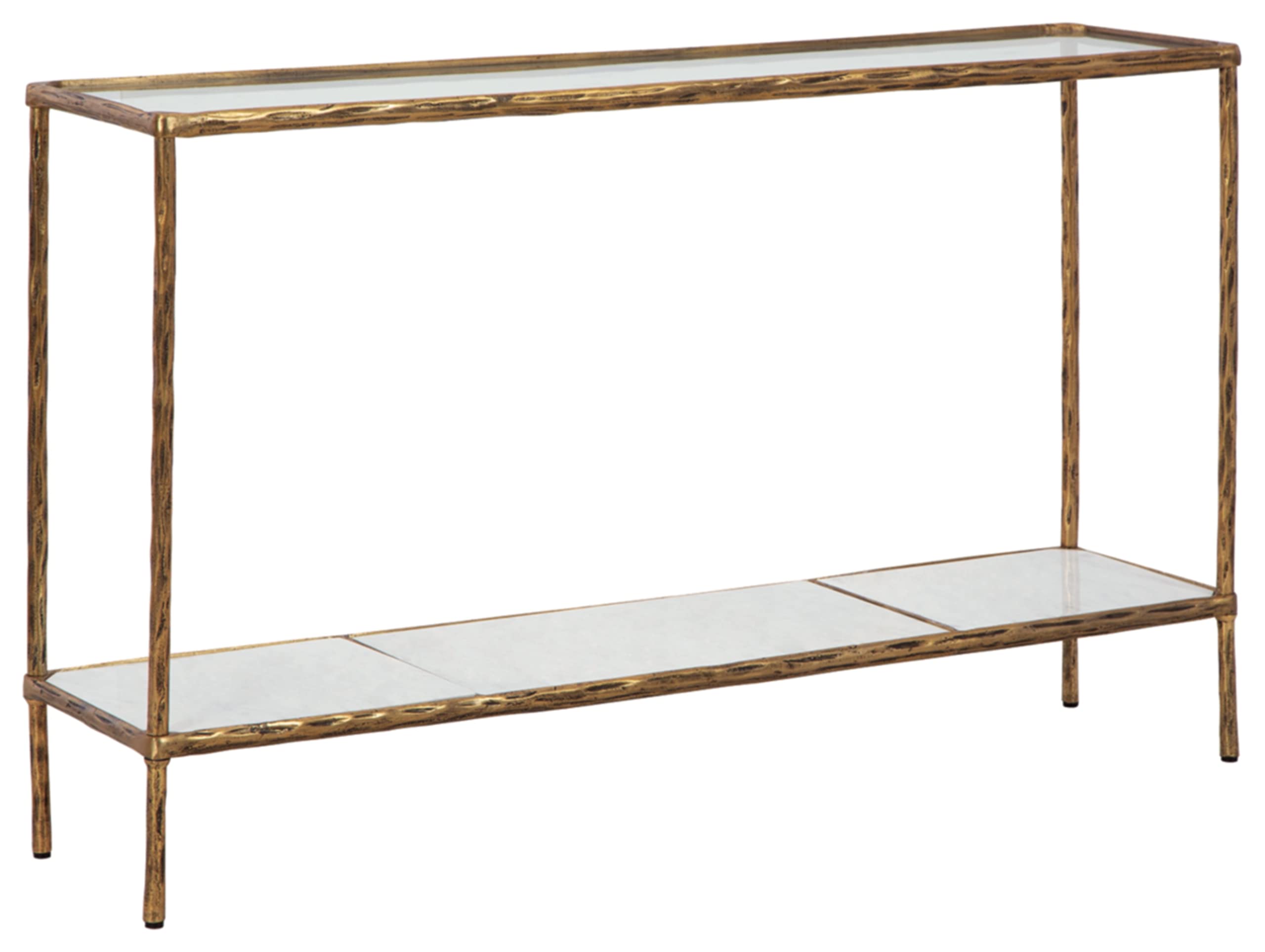 Signature Design by Ashley Ryandale Modern Console Sofa Table, Antique Brass Finish
