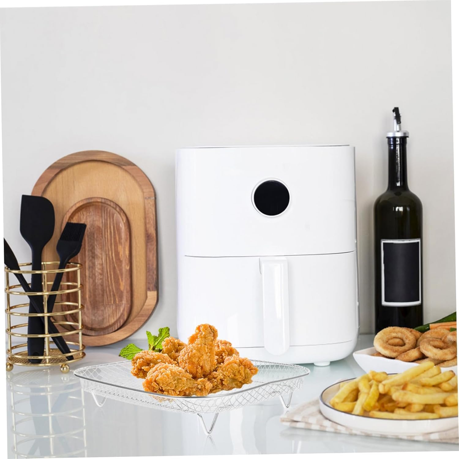 Stojaki do frytkownic, kosz do frytkownic na gorące powietrze, kosze ze stali nierdzewnej Frytter do Airfryer układane w stos, kosze do Airfryer, stojak do frytkownic, ruszt grillowy do frytkownic na