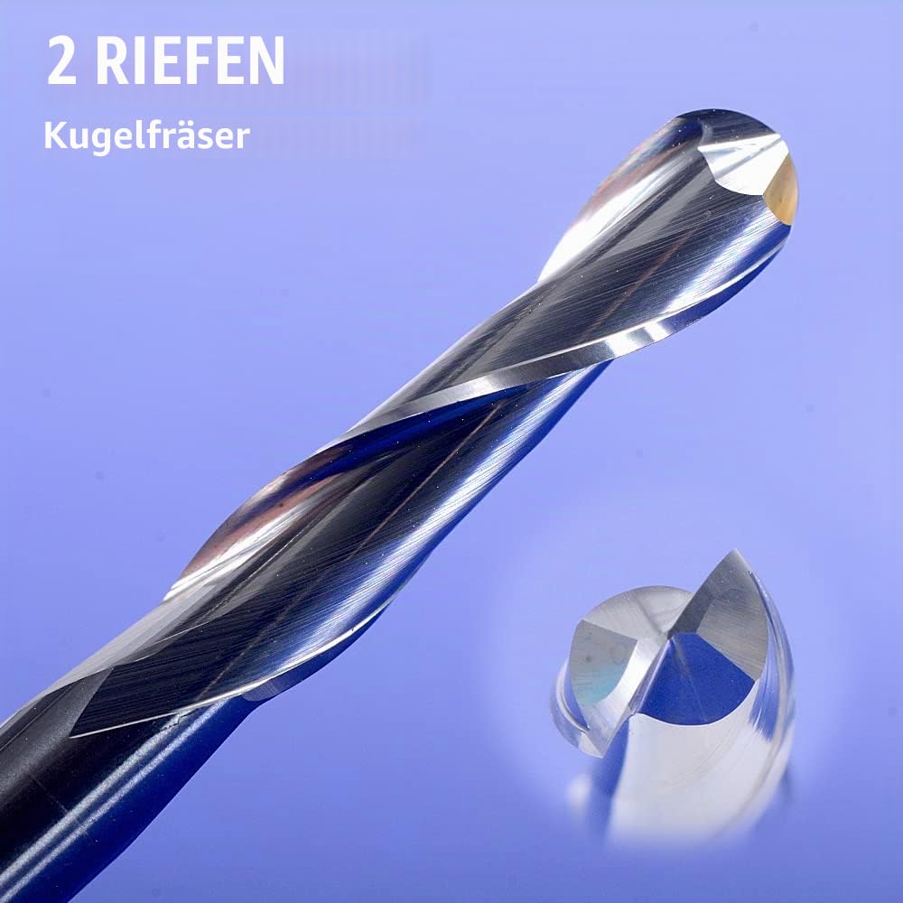 EU_HOZLY Fräser für Holzarbeiten, Durchmesser 1 mm, 1,5 mm, 2,0 mm, 2,5 mm, 3,175 mm, Hartmetall-Kugelkopffräser, CNC-Gravierfräser