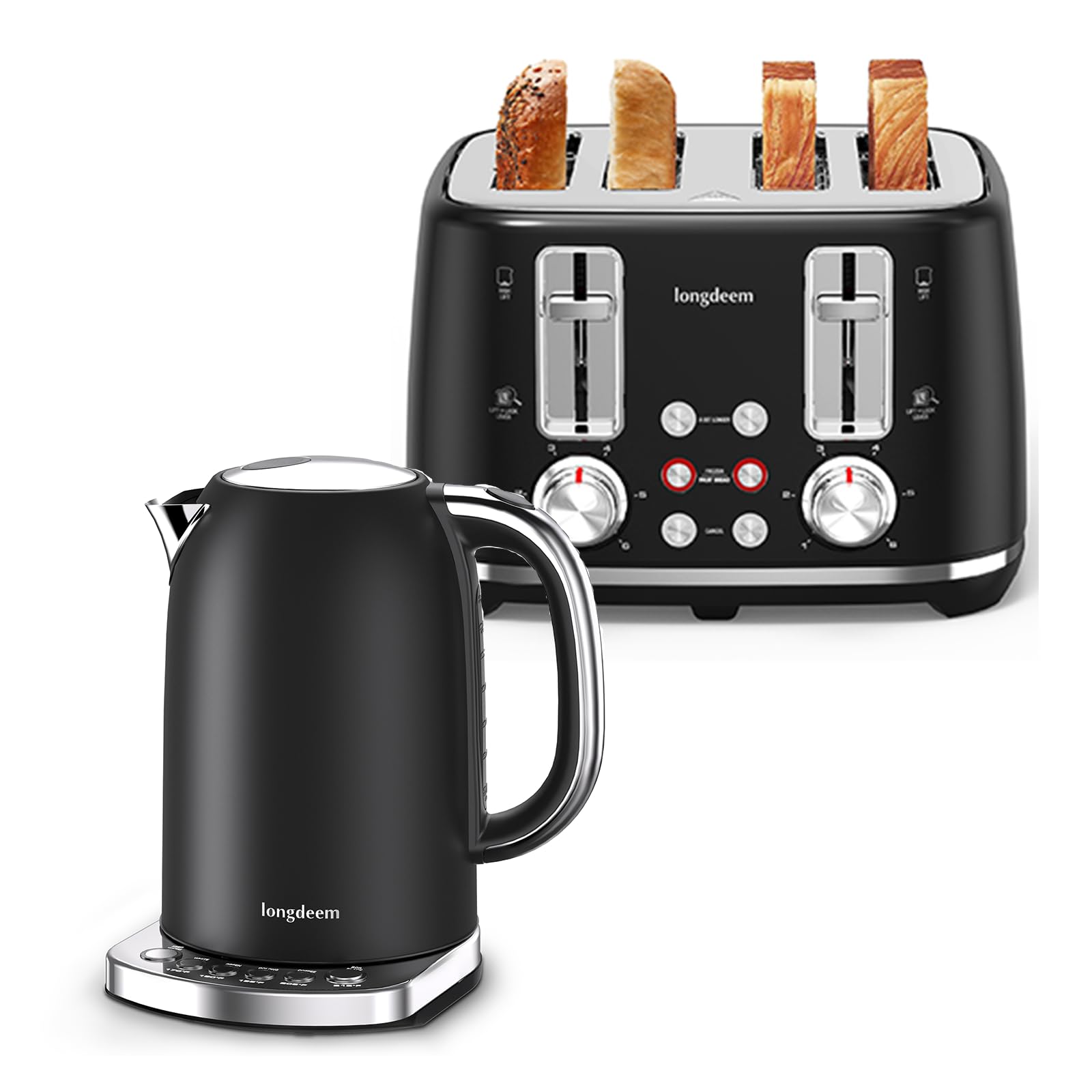 Buy Longdeem Cordless Stainless Steel Kettle and 4Slice Toaster Set