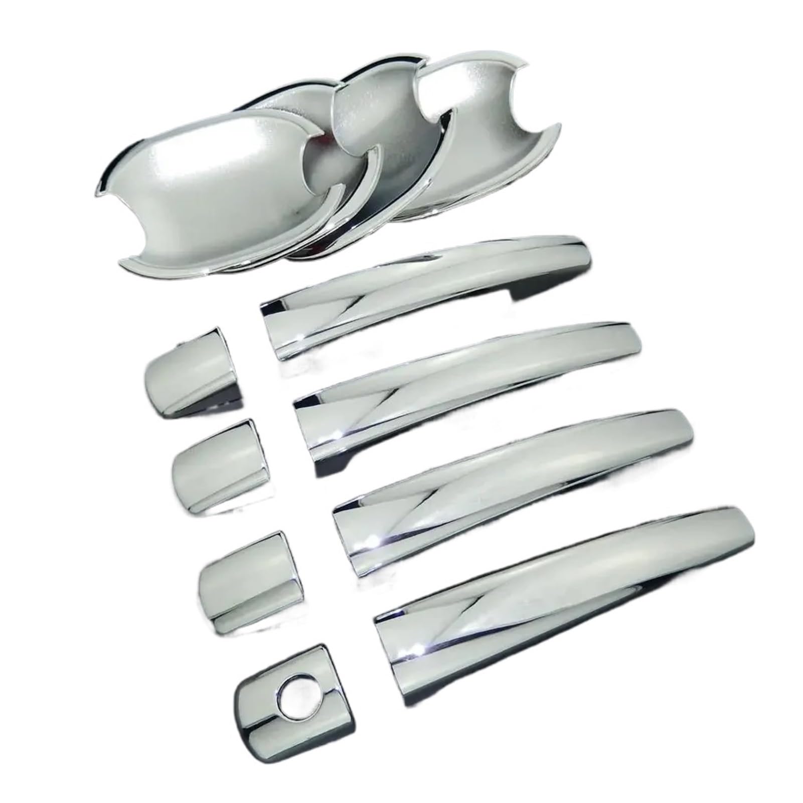 Kit 8 Pièces Garnitures Chromées Pour Poignées De Porte - Compatible Peugeot 207/308/407, Citroën C4/C6, Autocollant ABS
