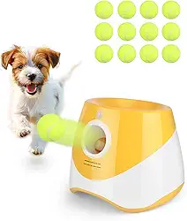Lançador automático de bolas para cães, lançador de bolas para cães com 12 bolas de tênis, lançador de bolas para cães, lançador de bolas para cães grandes, lançador de bola de tênis para cães