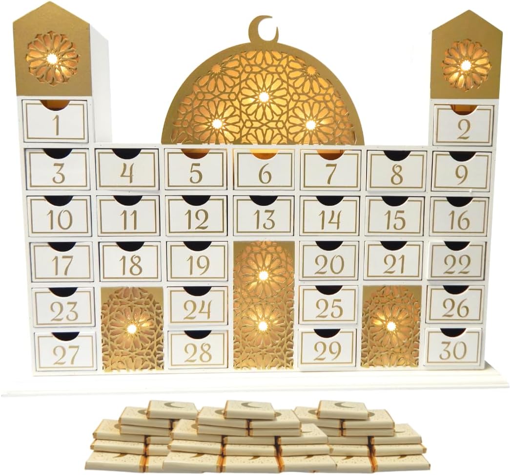 Ramadan Mosque Calendar and Cream Chocolates (Pack of 30)