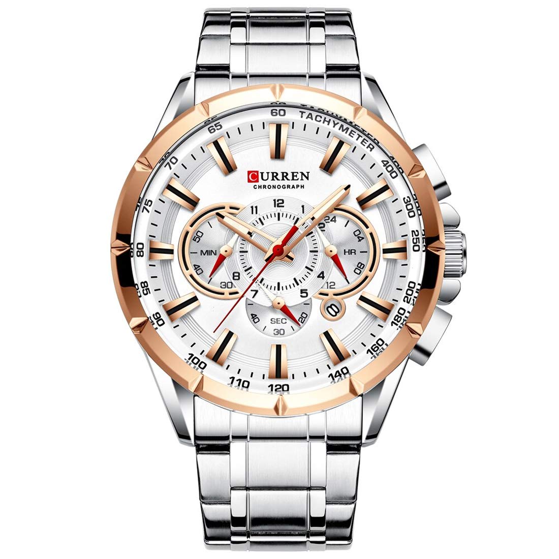 CURREN Quartz Chronograph Analogue Brown Men Wrist Watch CR-8363-Silver White (B084B1Q6XZ) Amazon Price History, Amazon Price Tracker
