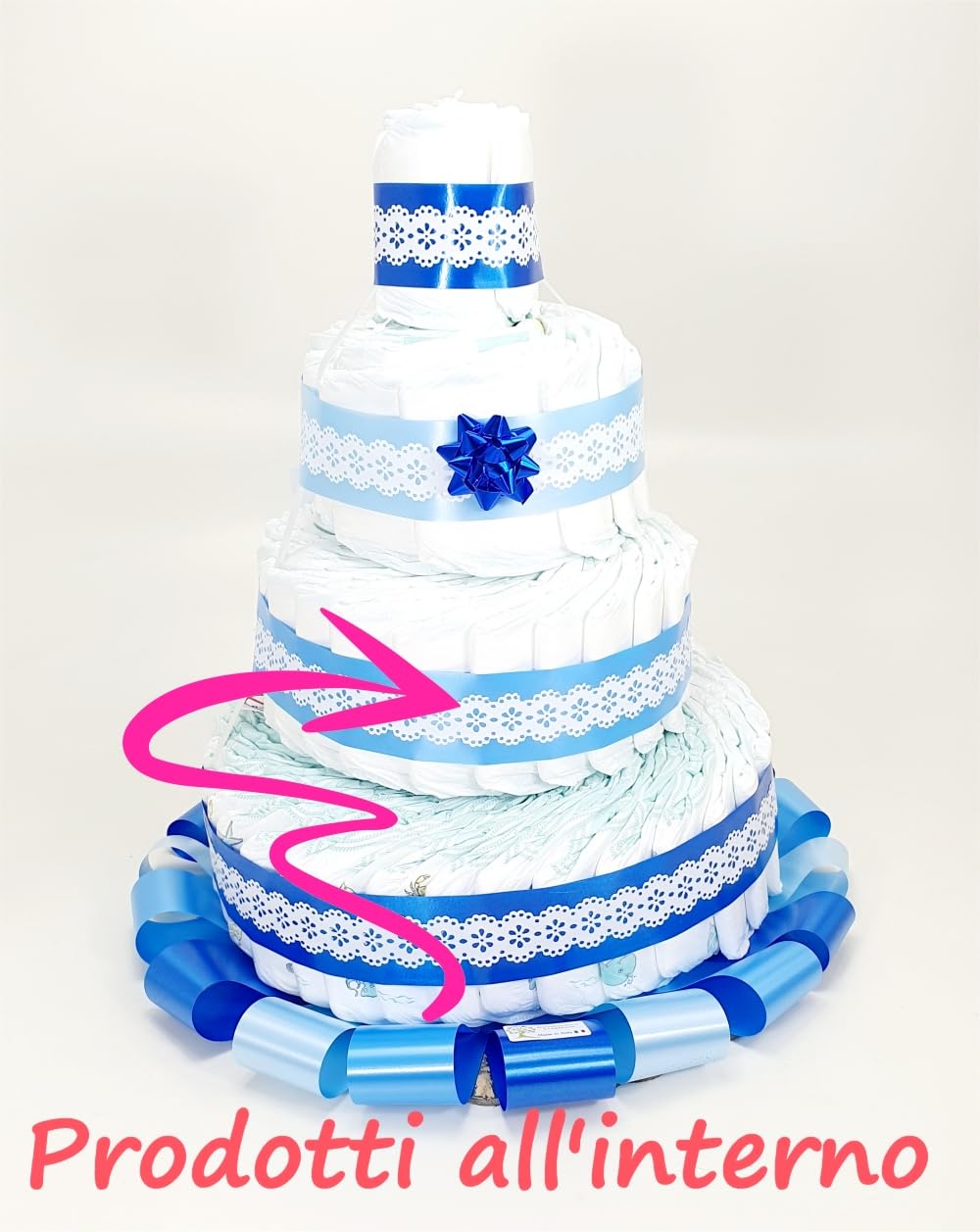 Torta di Pannolini 4 Piani Azzurra