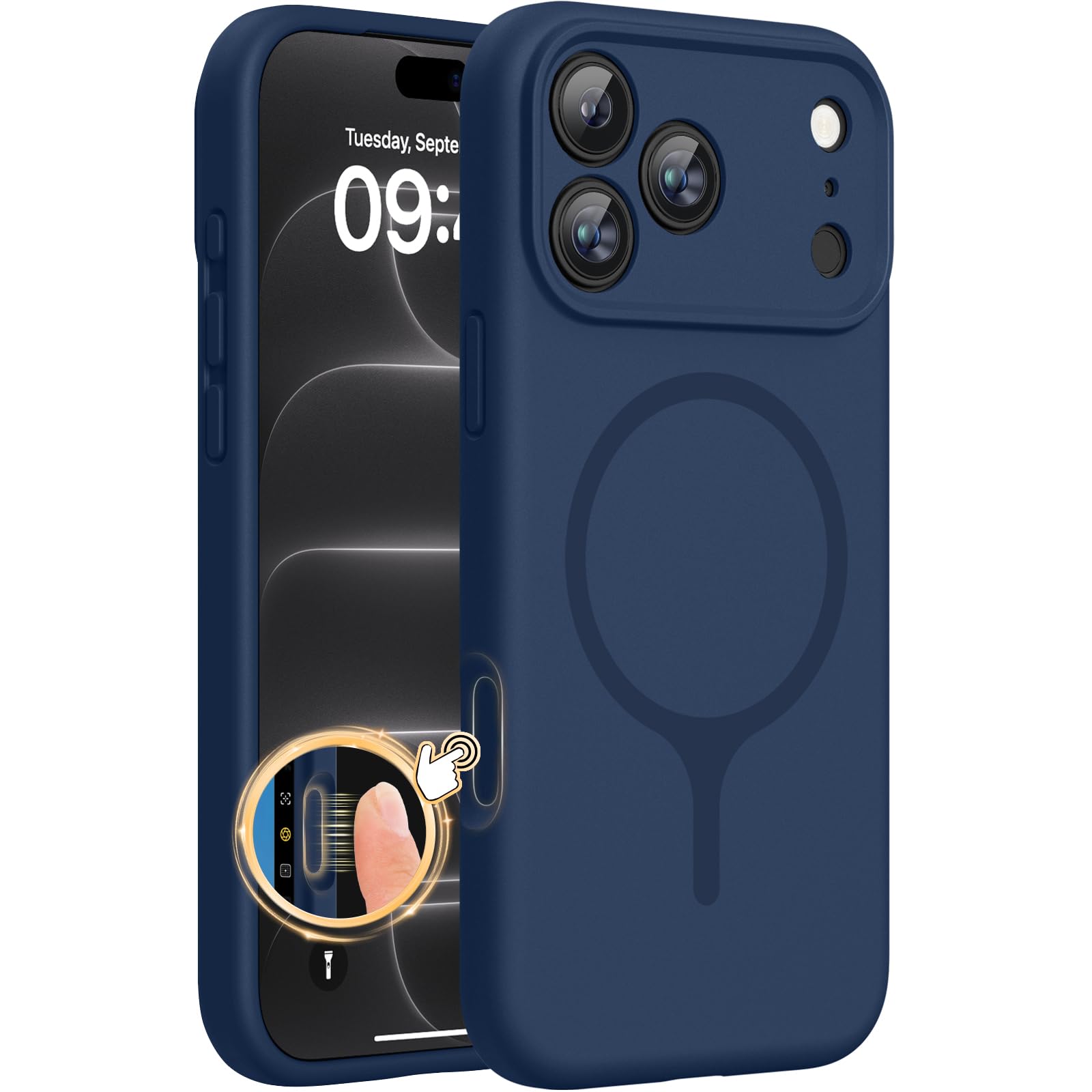Miracase Magnetic for iPhone 18 Pro Case, Silicone, Dark Blue