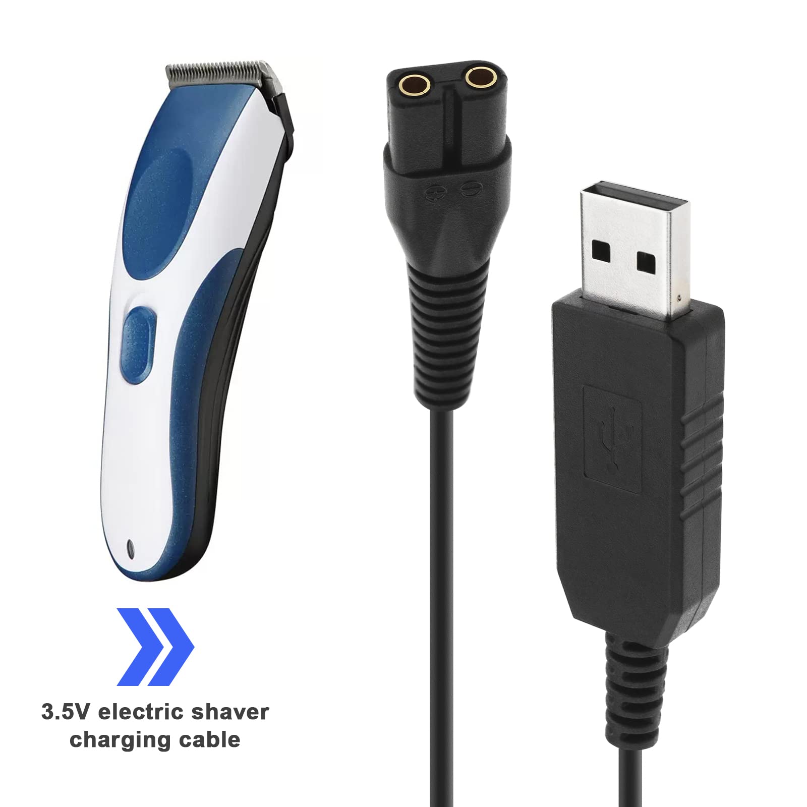 The Lord of the Tools 2PCS USB Shaver Charger Cable Compatible with Wahl Colour Pro 9649 Cordless Clippers Replacement 3.5V USB Power Cord Black 1.8m