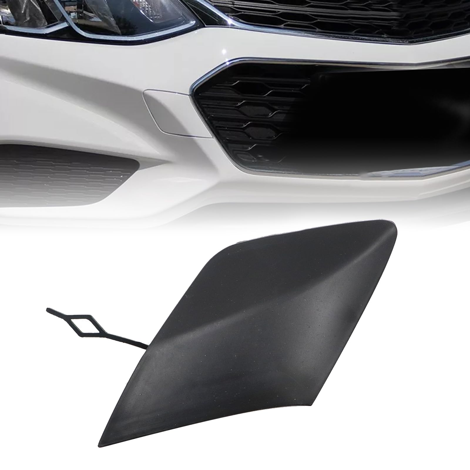 SecosAutoparts Front Right Bumper Tow Hook Cap Unpainted Compatible with Chevrolet Cruze 2016-2019 Replace# 84051802 FOR L LS LT Models Front Bumper Tow Hook Cover