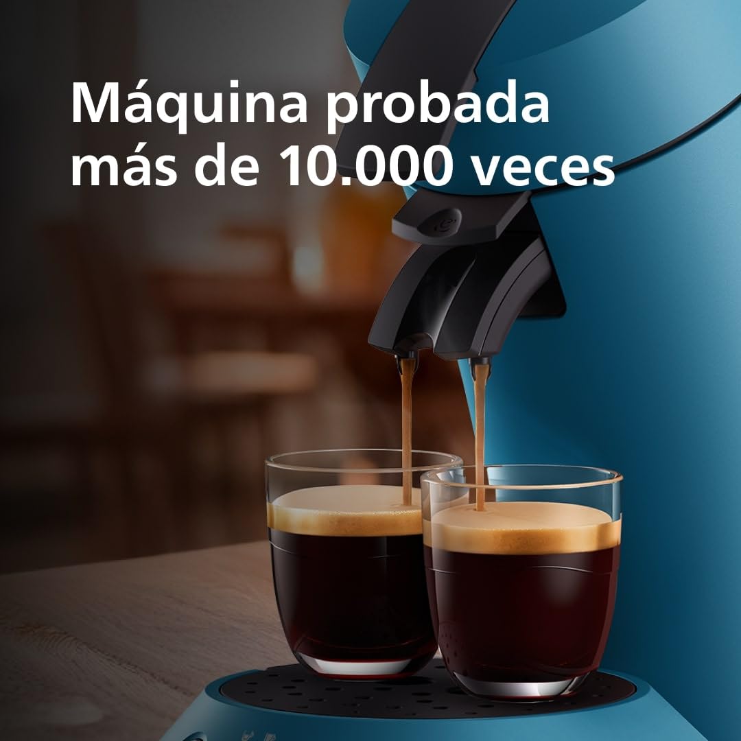 PHILIPS Senseo Original Plus cafetera de monodosis, Selección de Intensidad del Café, Tecnología Coffee Boost, Plástico Reciclado, Azul Pavone (CSA210/00) | 1 o 2 tazas, menos de 1 minuto de tiempo de preparación, Coffee Boost, Crema Plus, 0,7 L (CSA210/0