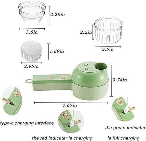 Miniatura 8 de Electric Vegetable Cutter Set, 4 and 1 Handheld Electric Vegetable Cutter, Portable Food Chopper for Onion Ginger Chilli Onion Garlic Meat