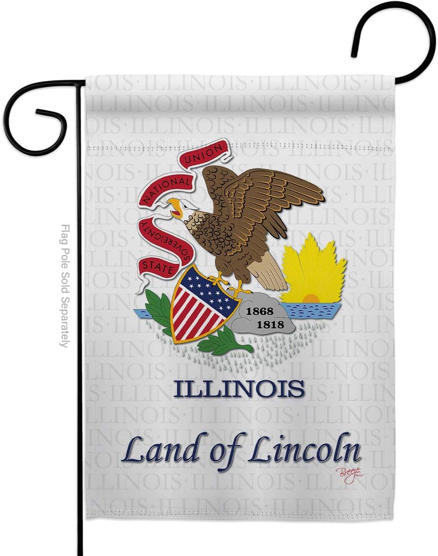 Illinois Burlap Garden Flag Americana States USA American Territories Republic Country Particular Area Small Decorative Gift Yard House Banner Double-Sided Made In 13 X 18.5