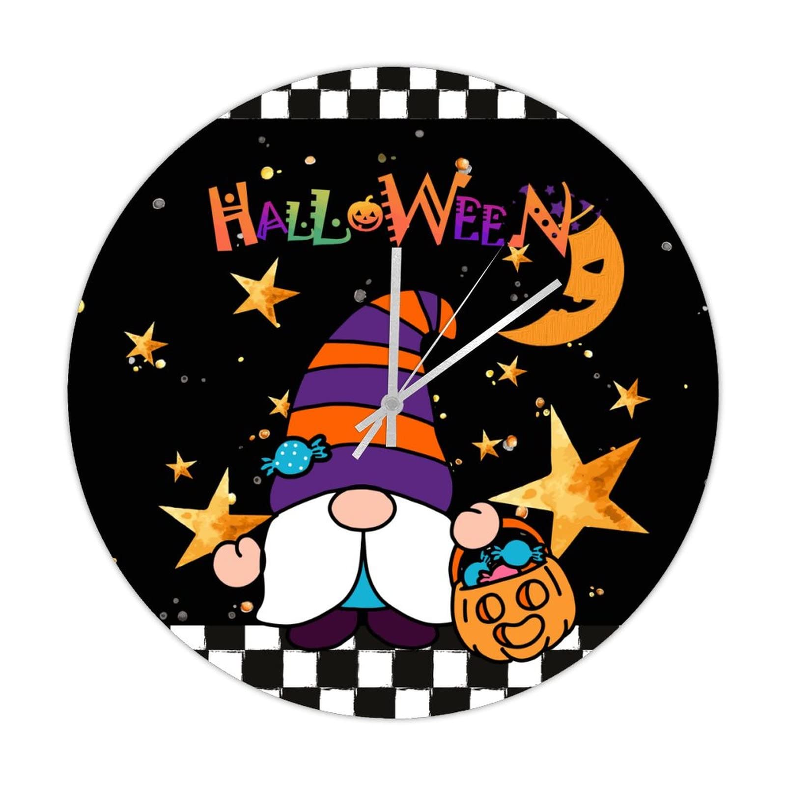 Horloge murale Halloween vintage en bois décorative et silencieuse pour salon et cuisine 38cm