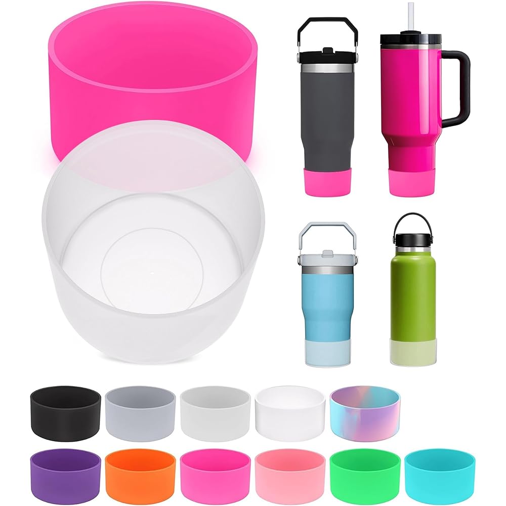 2PCS for Stanley Boot, Silicone Bottom for Quencher Adventure 40oz 30oz IceFlow 20oz 30oz Bottle&for Hydroflask Tumbler 12-24oz for Stanley Cup Accessories Avoid Scratches&Noise