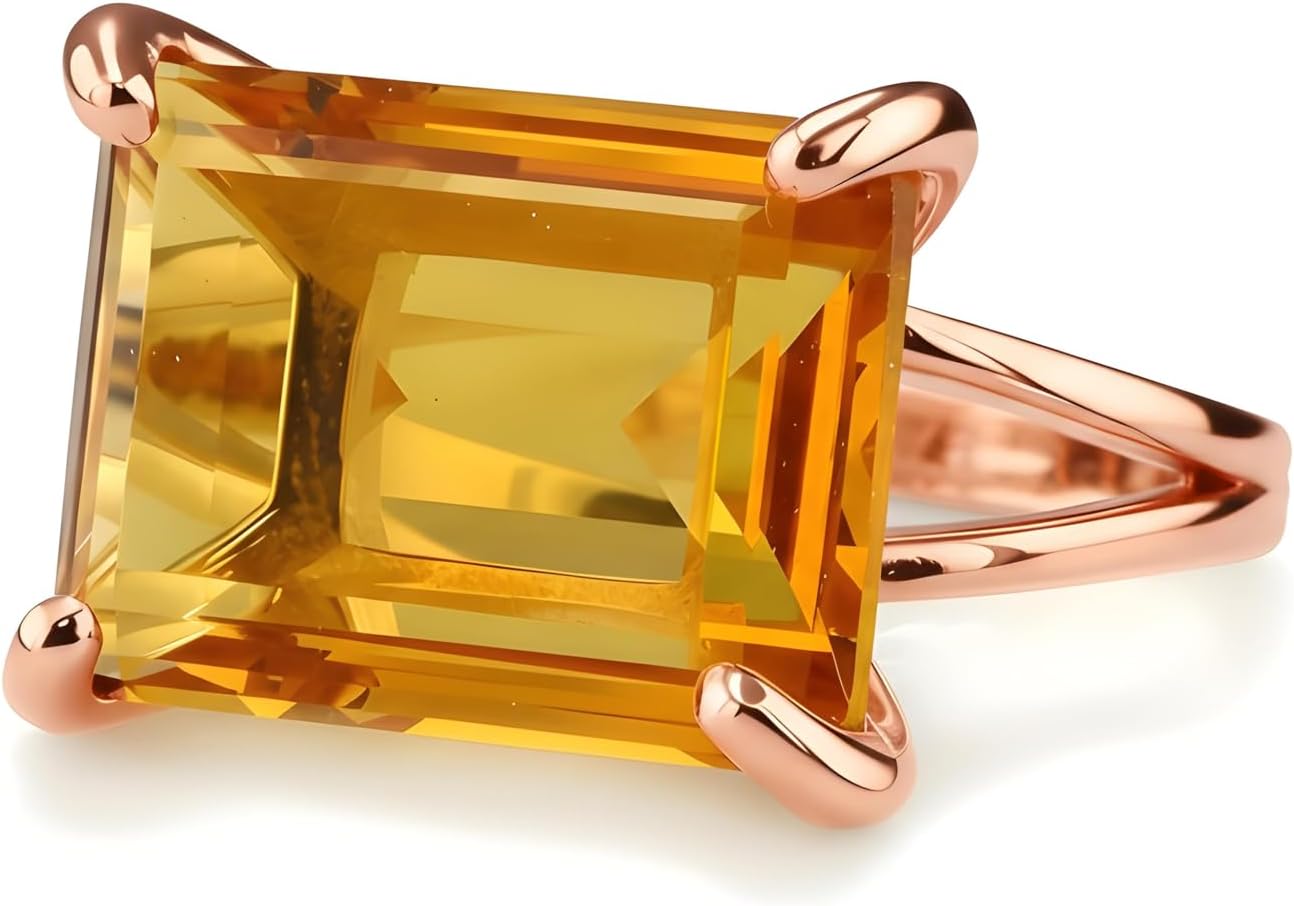 Glamorous Citrine Ring in 14k Gold - Designer Cocktail Rings for Women - Custom-made November Birthstone Jewelry - Fashion Statement Ring