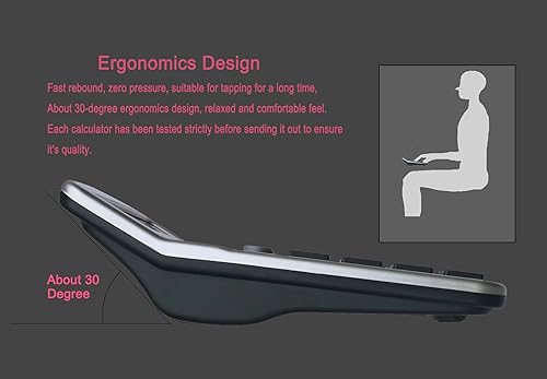 Miniatura 5 de Calculadoras BESTWYA Calculadora de escritorio portátil de 12 dígitos de doble potencia con pantalla LCD grande, botón sensible grande (5 plateadas,